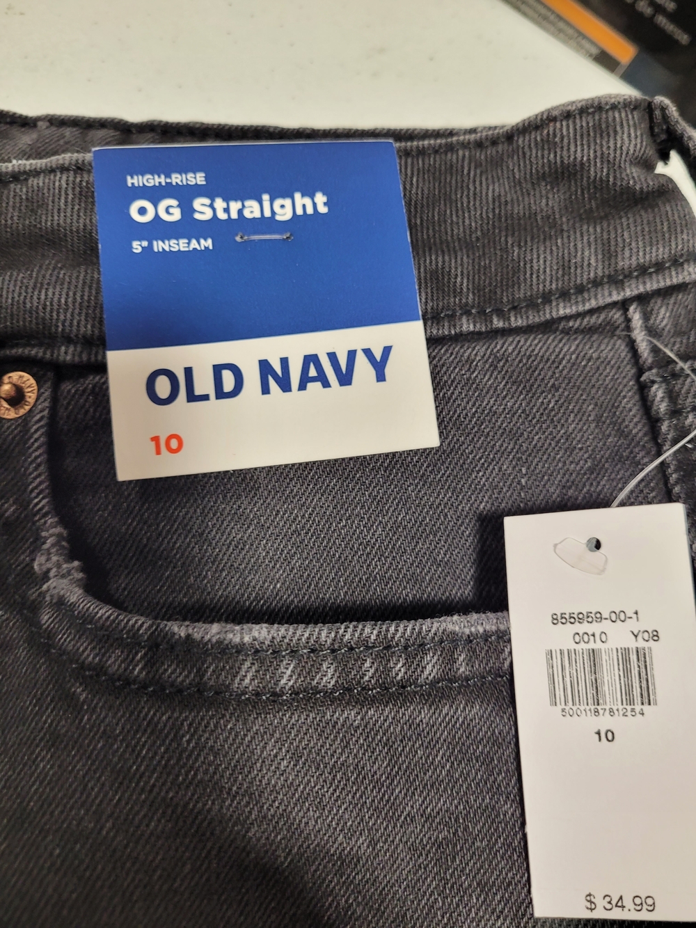 Old Navy Black/Grey OG Straight Jean Shorts - Picture 2 of 3